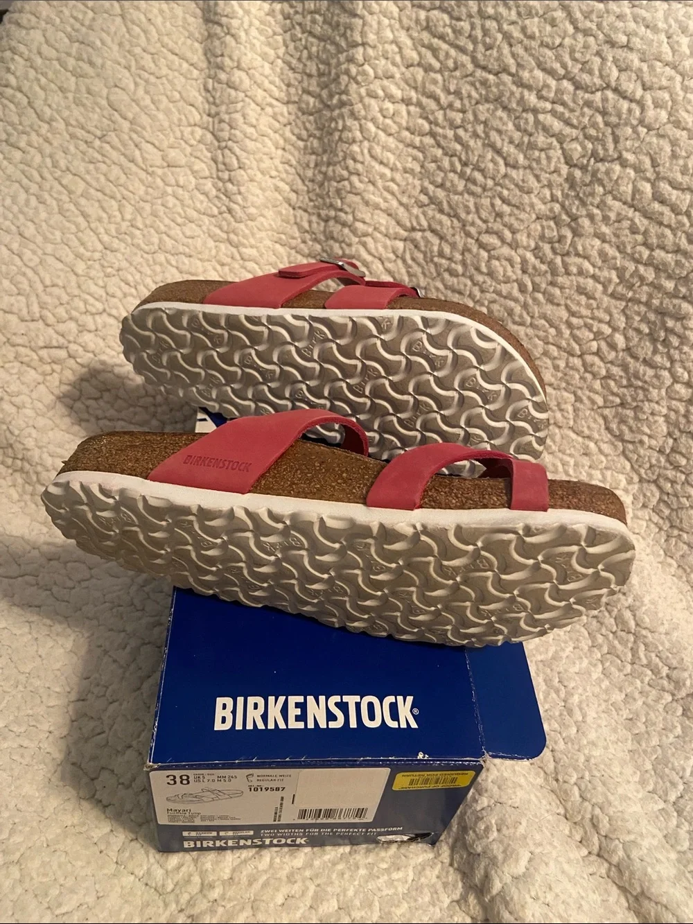Birkenstock women’s Red uDouble-Strap Toe-Loop Sandals